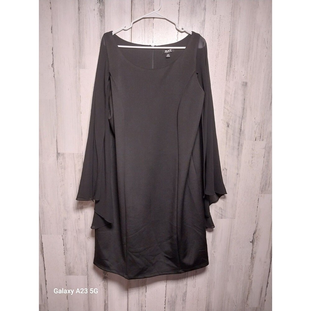 SLNY Black Sheer Sleeve Dress Size 16W
